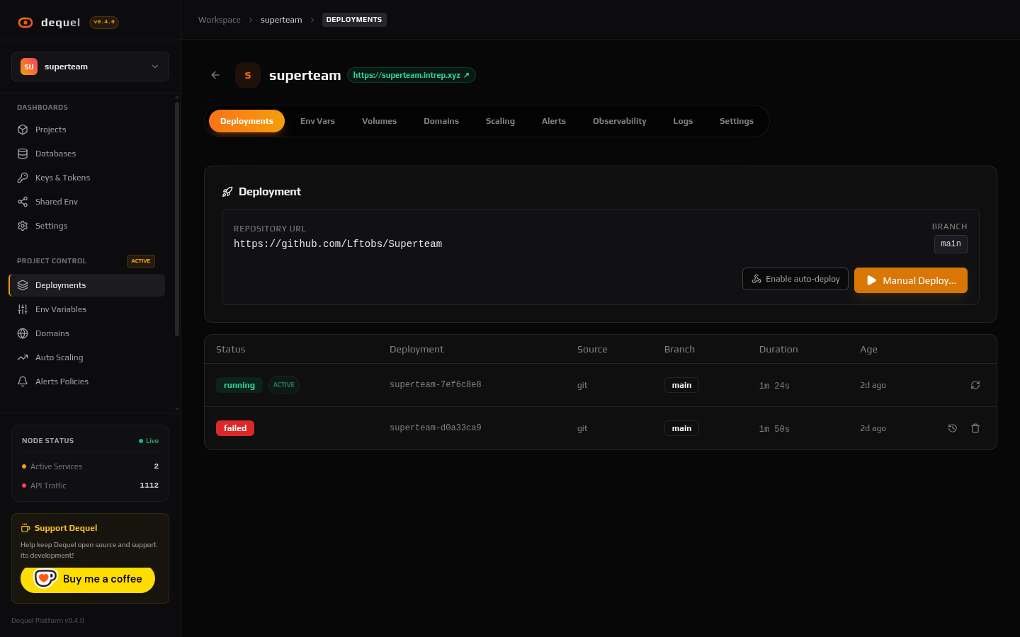 Deployment build logs