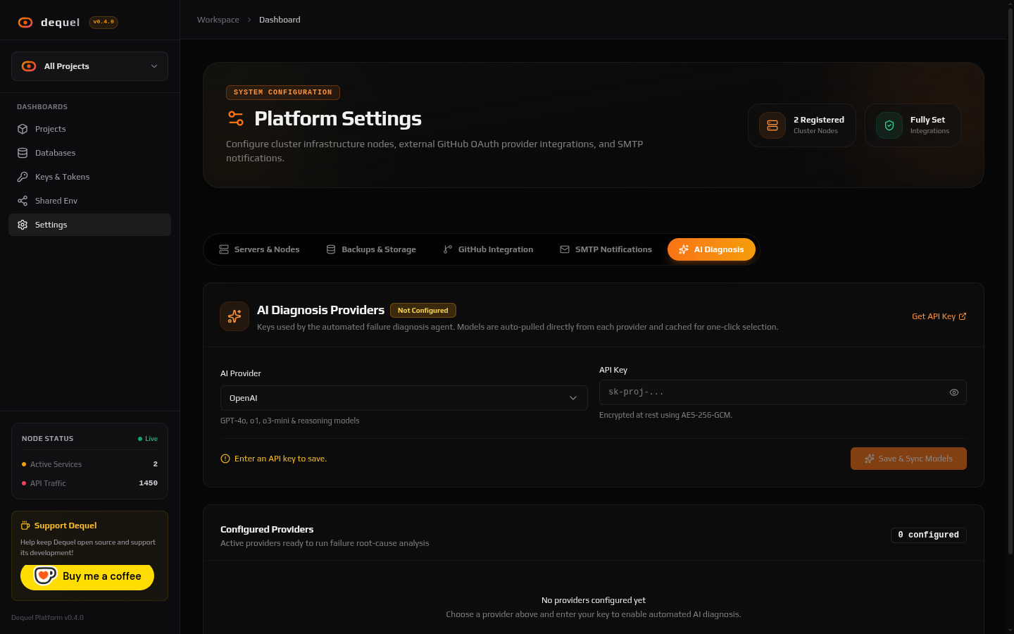 AI provider settings